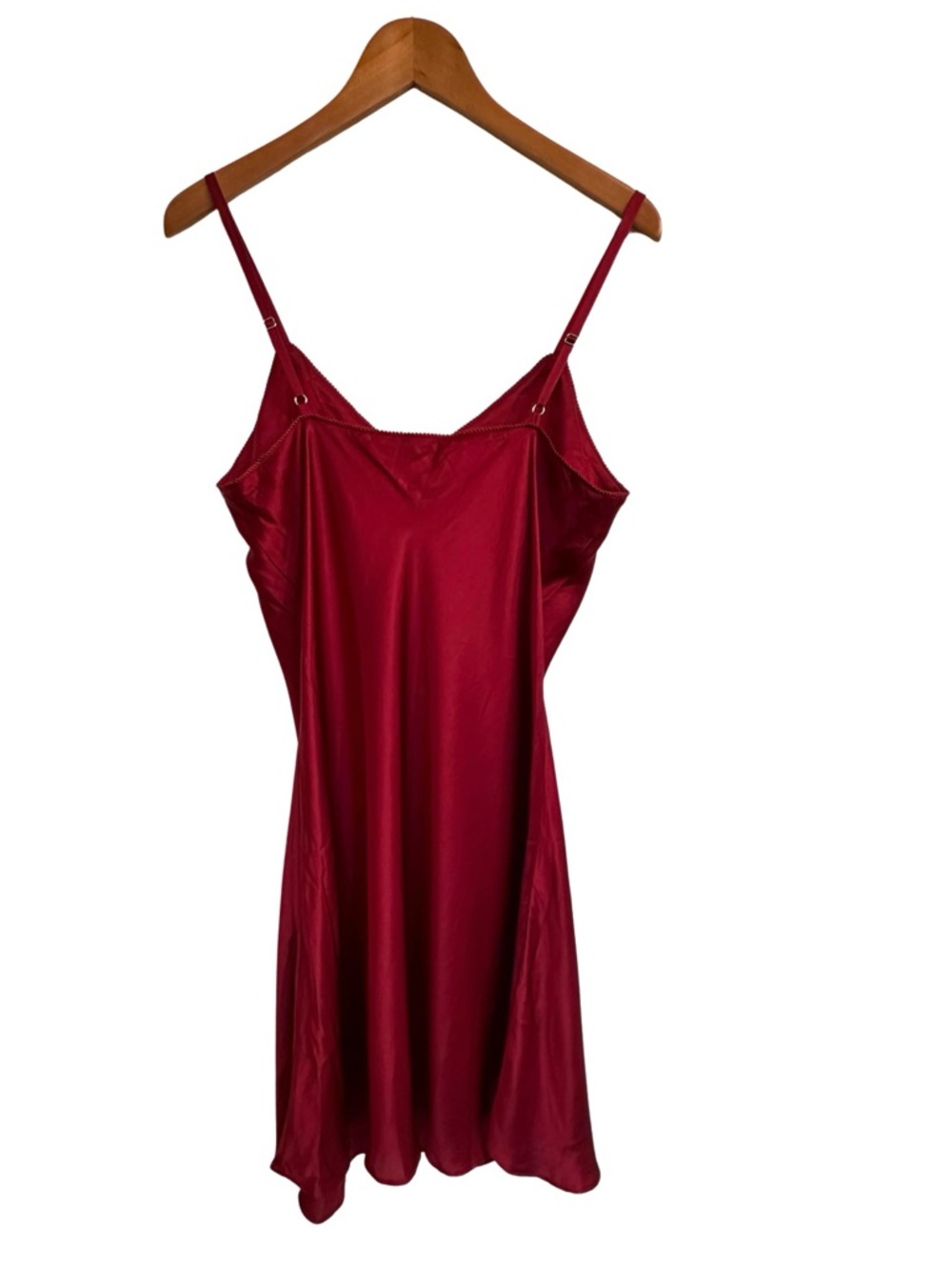 SilkSilky 100% Silk Red Slip Dress L | Bias Cut Satin Cami Mini Nightgown - Picture 6 of 8
